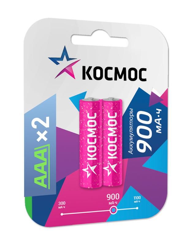 Аккумулятор AAA/LR03 NI-MN 900мА.ч BP-2 (блист.2шт) КОСМОС KOCR03NIMH(900MAH)