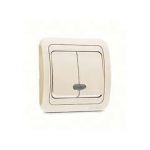 Выключатель 2-кл. СП Mimoza 10А IP20 с подсветкой крем./крем. Makel 25023