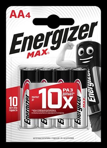 Элемент питания алкалиновый MAX LR6/316 BL4 (4/96/18816) (блист.4шт) Energizer E300157104