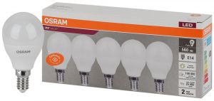 Лампа светодиодная LED Value LVCLP60 7SW/830 шар матовая E14 230В 2х5 RU (уп.5шт) OSRAM 4058075578104