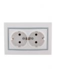 Розетка 2-м СП Mira 16А IP20 с заземл. с сер. вставкой керамика бел. LEZARD 701-0215-127