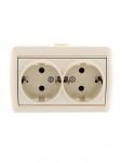 Розетка 2-м ОП Nata 16А IP20 с заземл. керамика крем. LEZARD 710-0300-127