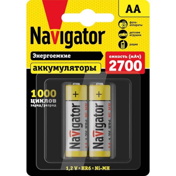 Аккумулятор AA/HR6 94 465 NHR-2700-HR6-BP2 (блист.2шт) Navigator 94465