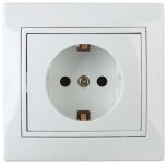 Розетка 1-м СП Plano 1-202-01 16А IP20 250В 2P+E Schuko бел. Intro Б0053874